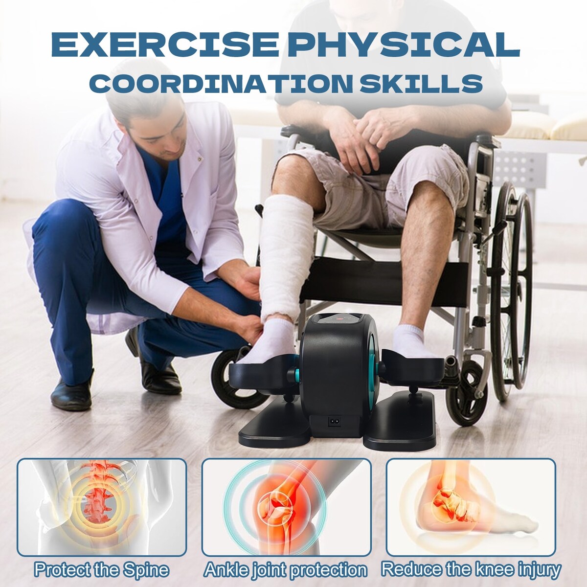 Under Desk Elliptical Machine, Elliptical Trainer with Remote Control Seated Pedal Exerciser for Seniors Adults and Teens