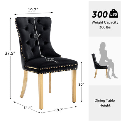 Upholstered Tufted Velvet Dining Chair with Solid Wood Legs Set of 6