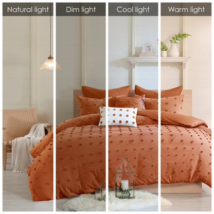 Intelligent Design Maize Cotton Jacquard Duvet Cover Set with Euro Shams and Throw Pillows