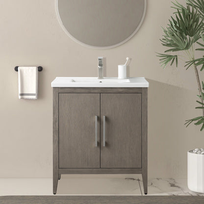 Vanity Art 20 or 24 or 30 Single Sink Bathroom Vanity Cabinet with Ceramic Top
