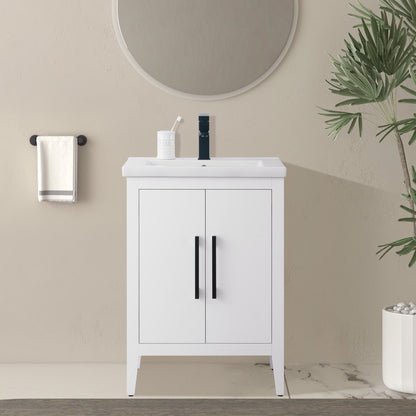 Vanity Art 20 or 24 or 30 Single Sink Bathroom Vanity Cabinet with Ceramic Top
