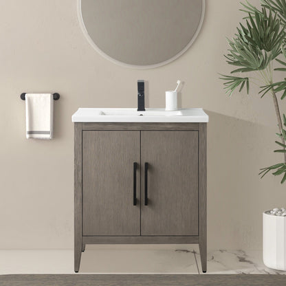 Vanity Art 20 or 24 or 30 Single Sink Bathroom Vanity Cabinet with Ceramic Top