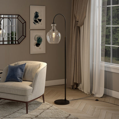 Verona Arc Floor Lamp with Glass Shade