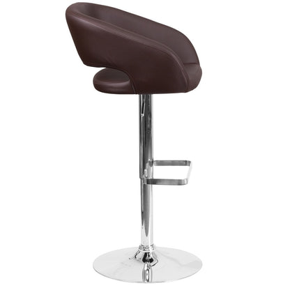 Modern Upholstered Adjustable-Height Barstool with Rounded Back