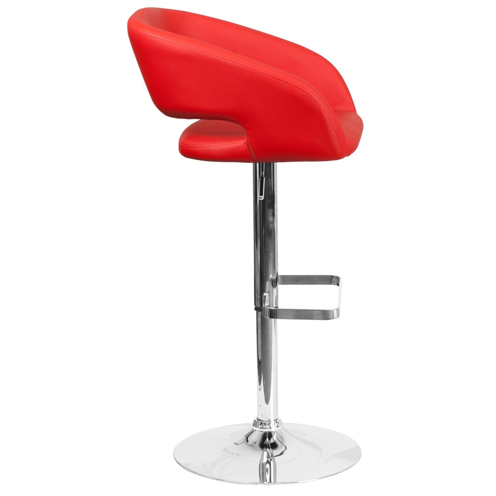 Modern Upholstered Adjustable-Height Barstool with Rounded Back