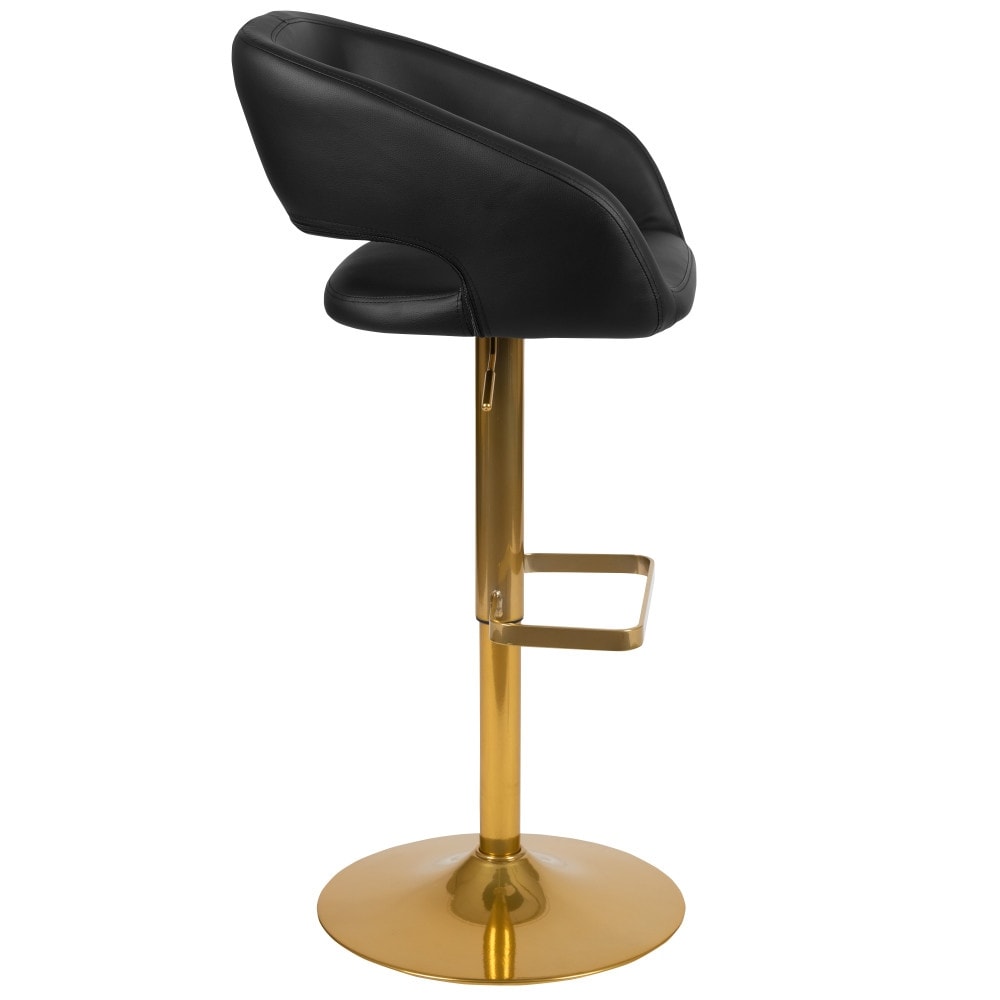 Modern Upholstered Adjustable-Height Barstool with Rounded Back