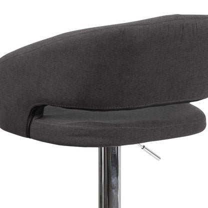 Modern Upholstered Adjustable-Height Barstool with Rounded Back