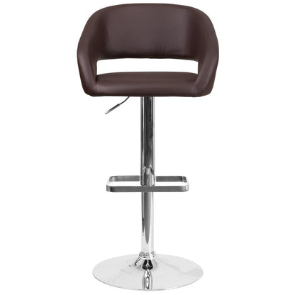 Modern Upholstered Adjustable-Height Barstool with Rounded Back
