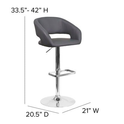 Modern Upholstered Adjustable-Height Barstool with Rounded Back