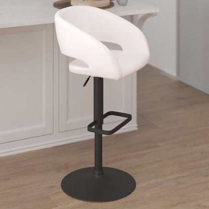 Modern Upholstered Adjustable-Height Barstool with Rounded Back