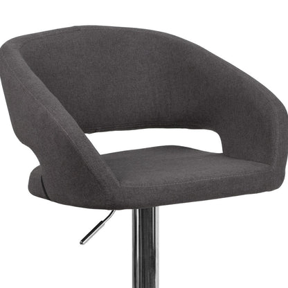 Modern Upholstered Adjustable-Height Barstool with Rounded Back