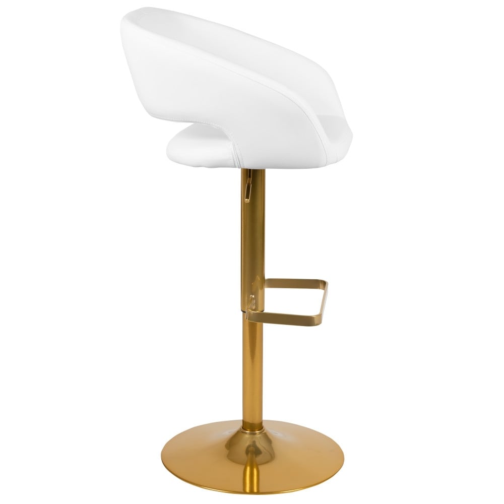 Modern Upholstered Adjustable-Height Barstool with Rounded Back