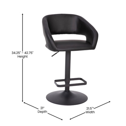 Modern Upholstered Adjustable-Height Barstool with Rounded Back