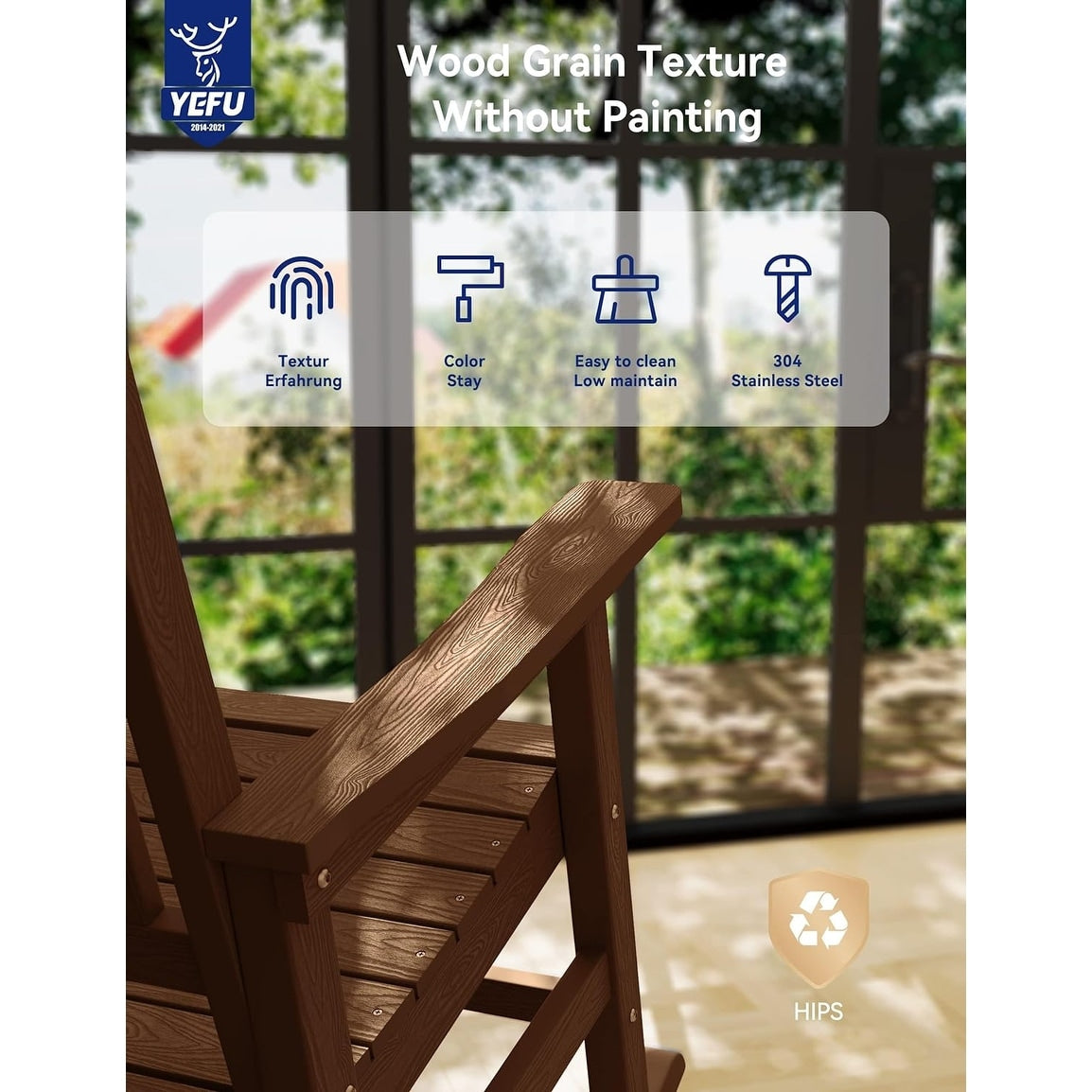 WINSOON All Weather Outdoor Rocking Chair, Set of 2