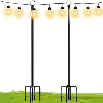 WaLensee 9.4 FT String Light Poles with Hook for Hanging String Lights for Garden Party Patio Christmas Wedding