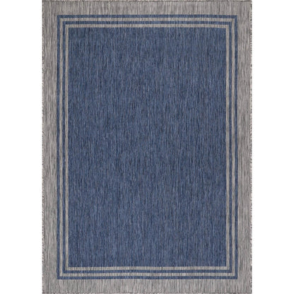 Washable Bordered Indoor Outdoor Rug for Patio, Deck, Porch