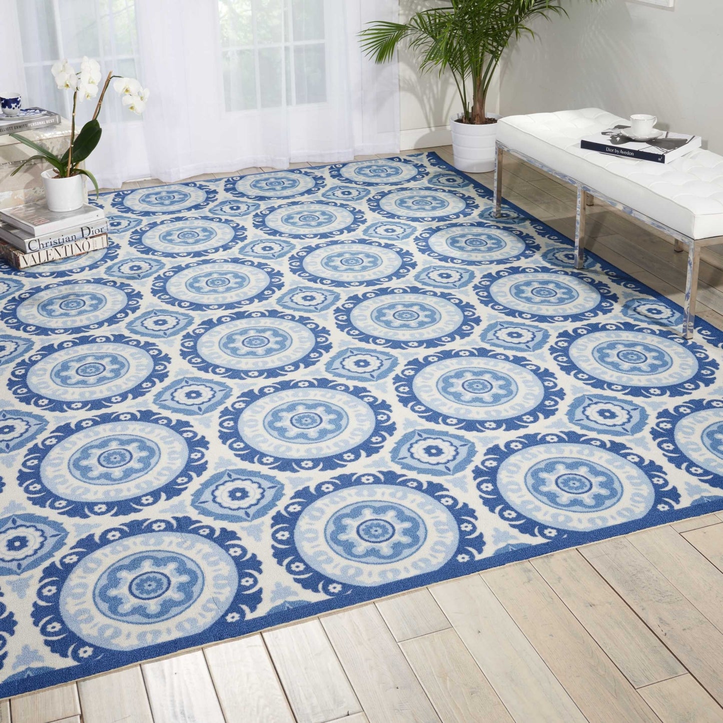 Waverly Sun N' Shade Indoor Outdoor Boho Medallion Area Rug
