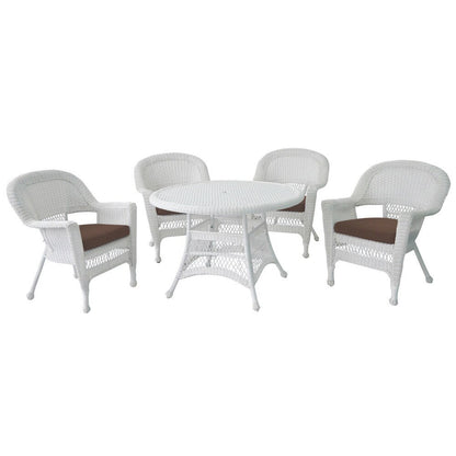 5-piece White Resin Wicker Dining Set