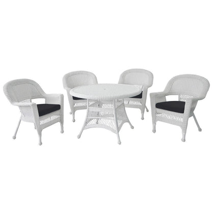 5-piece White Resin Wicker Dining Set