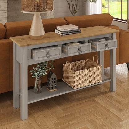 Wood Hall Table Console 3 Drawers Corona | Furniture Dash - N/A