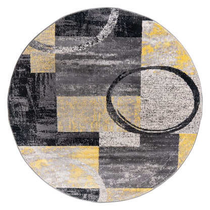 World Rug Gallery Abstract Polypropylene Machine-Made Circle Area Rug