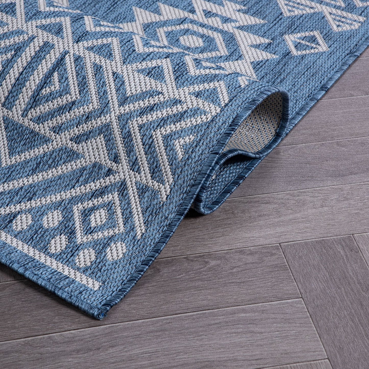 World Rug Gallery Distressed Geometric Bohemian Textured Flat Weave Indoor/Outdoor Area Rug