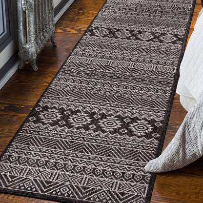 World Rug Gallery Distressed Geometric Bohemian Textured Flat Weave Indoor/Outdoor Area Rug