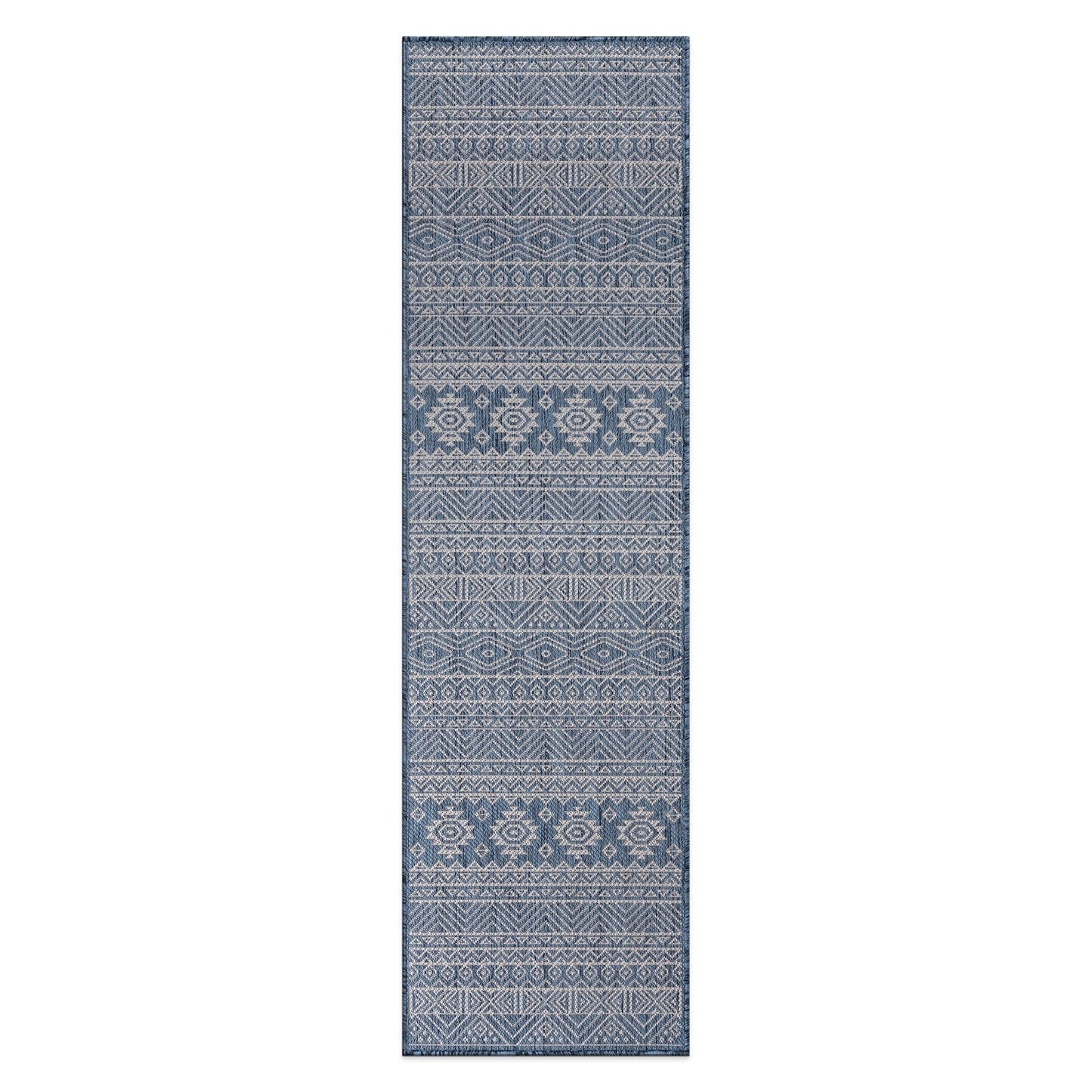 World Rug Gallery Distressed Geometric Bohemian Textured Flat Weave Indoor/Outdoor Area Rug