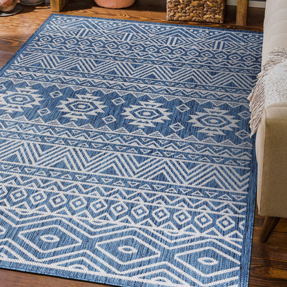 World Rug Gallery Distressed Geometric Bohemian Textured Flat Weave Indoor/Outdoor Area Rug