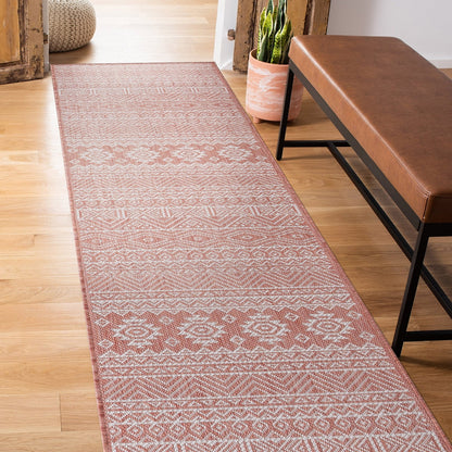 World Rug Gallery Distressed Geometric Bohemian Textured Flat Weave Indoor/Outdoor Area Rug