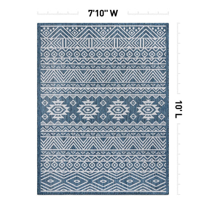 World Rug Gallery Distressed Geometric Bohemian Textured Flat Weave Indoor/Outdoor Area Rug