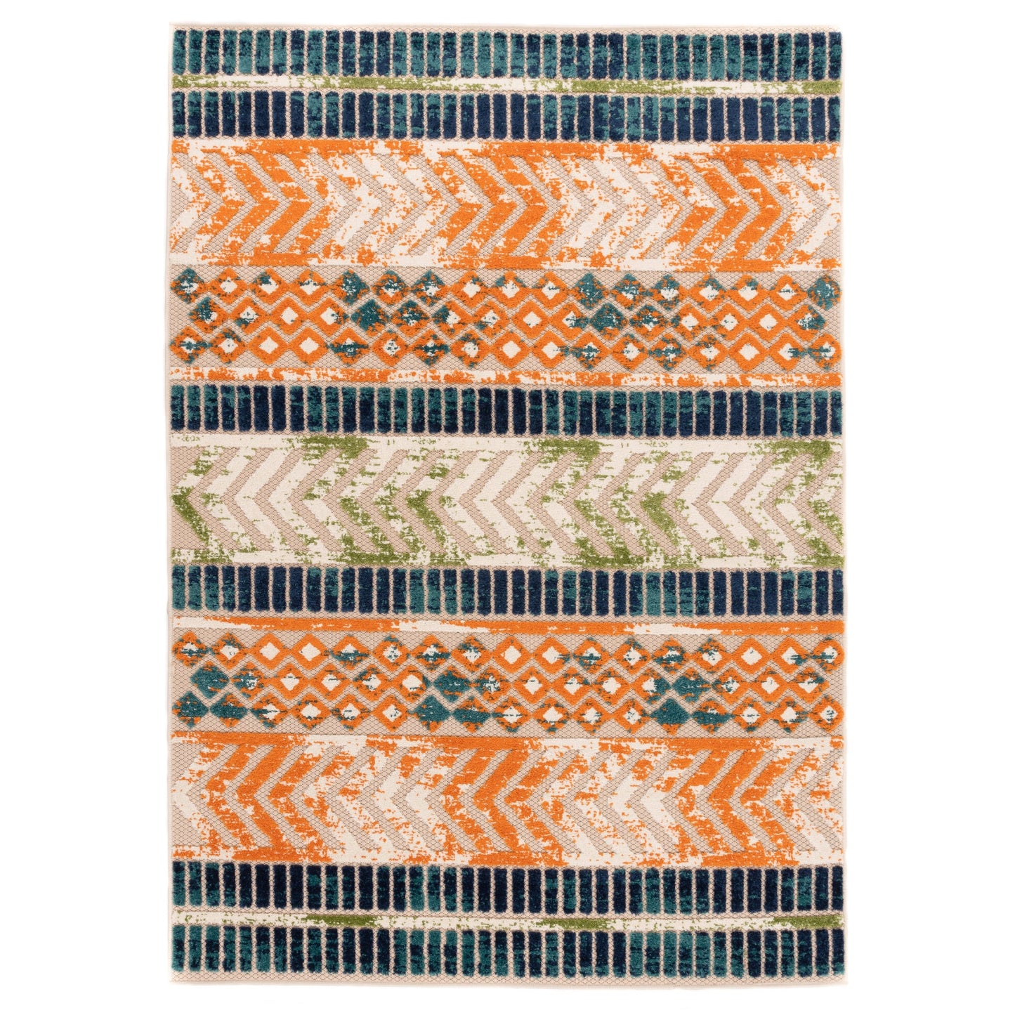 World Rug Gallery Distressed Geometric Indoor/Outdoor Area Rug