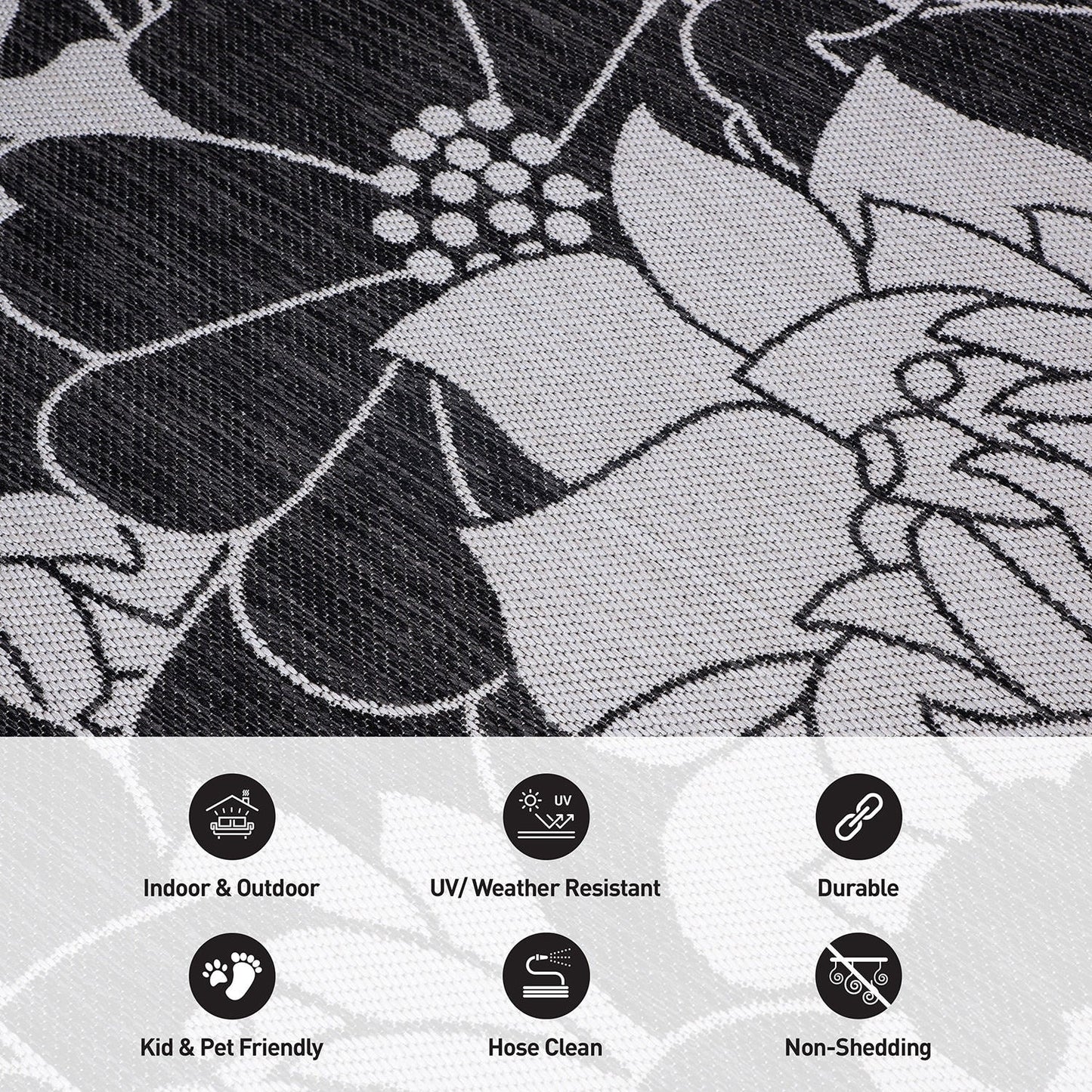 World Rug Gallery Modern Floral Flowers Textured Flat Weave Indoor/Outdoor Area Rug