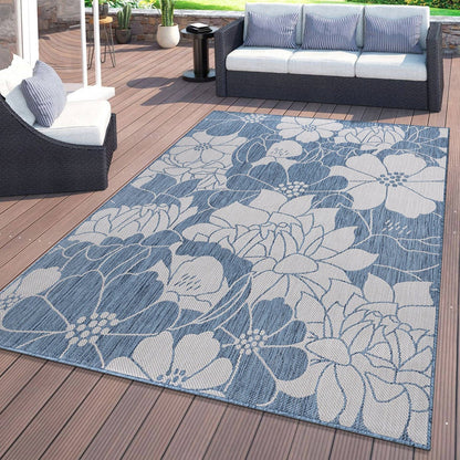 World Rug Gallery Modern Floral Flowers Textured Flat Weave Indoor/Outdoor Area Rug