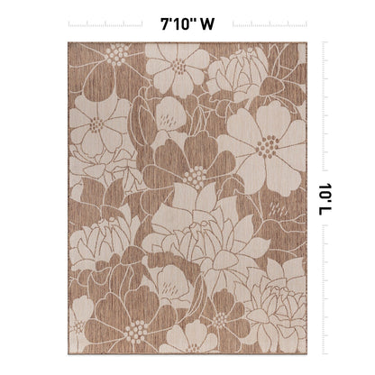 World Rug Gallery Modern Floral Flowers Textured Flat Weave Indoor/Outdoor Area Rug