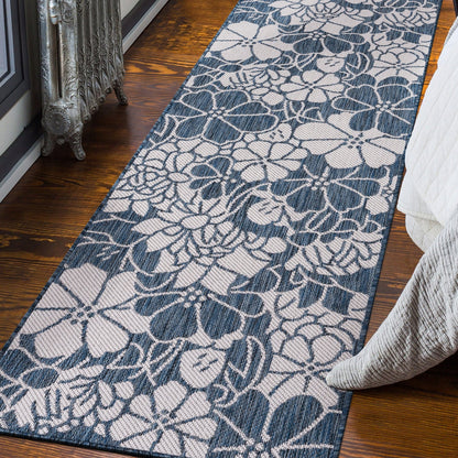 World Rug Gallery Modern Floral Flowers Textured Flat Weave Indoor/Outdoor Area Rug