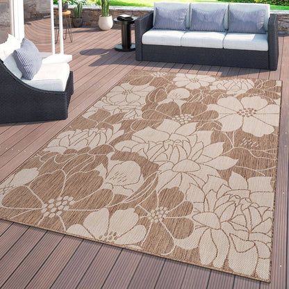 World Rug Gallery Modern Floral Flowers Textured Flat Weave Indoor/Outdoor Area Rug