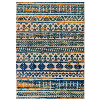 World Rug Gallery Modern Stripes Faded Geometric Indoor/Outdoor Area Rug