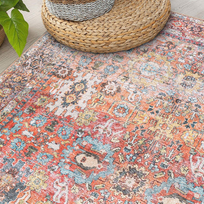 World Rug Gallery Transitional Distressed Machine Washable Non Slip Area Rug