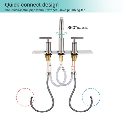 YASINU 8 Inch Luxury Widespread Bathroom Sink Faucet with Pop-Up Drain