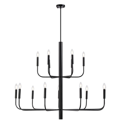 15-Light Minimalist Candlestick Chandelier, 2 Tier Ancient Design - 48