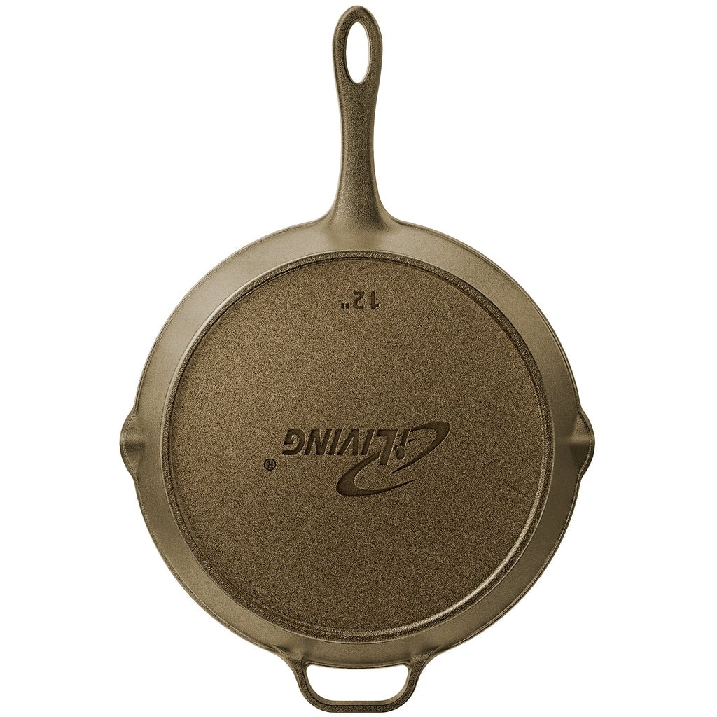 iLiving Seasoned Modern Heirloom Mirror Polished Cast Iron Skillet Pan 12 (2.7/3.7L)