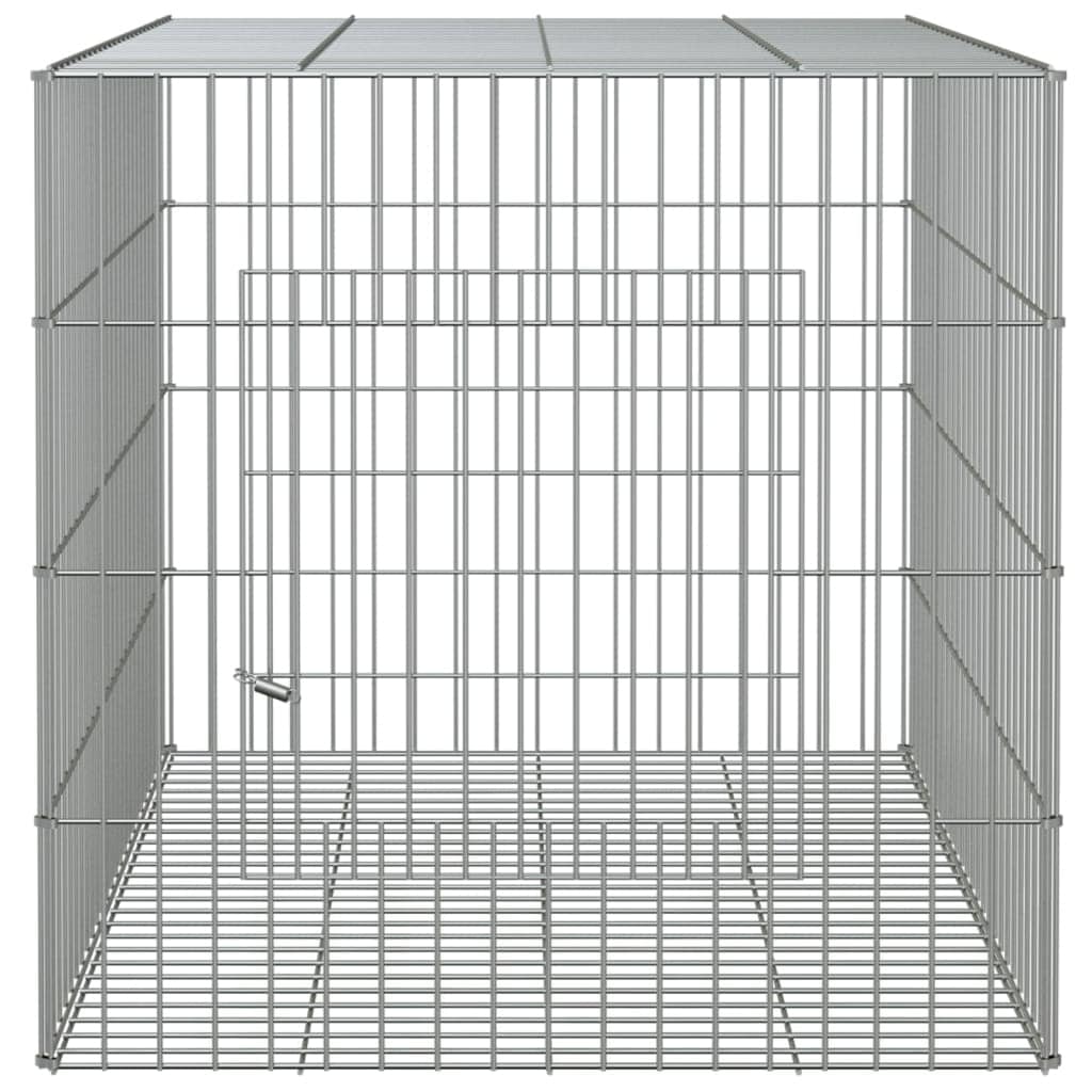 vidaXL 3-Panel Rabbit Cage Animal Hutch Playpen Enclosure Galvanized Iron