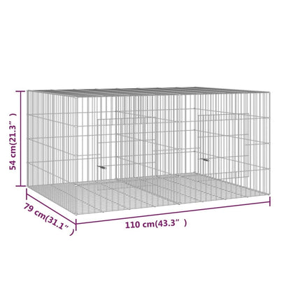 vidaXL 3-Panel Rabbit Cage Animal Hutch Playpen Enclosure Galvanized Iron