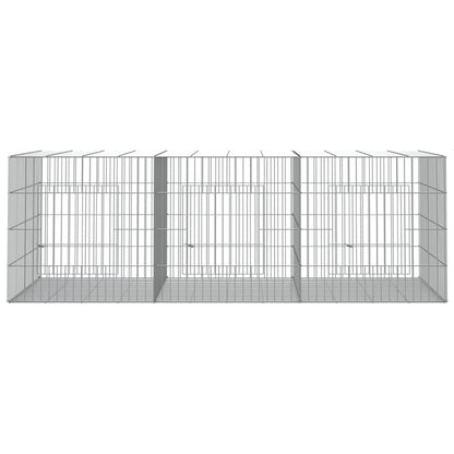 vidaXL 3-Panel Rabbit Cage Animal Hutch Playpen Enclosure Galvanized Iron